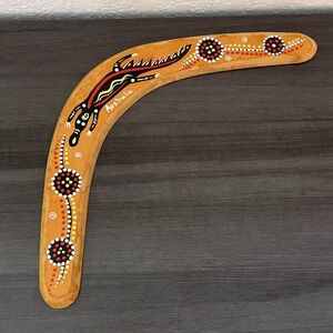 Australian Wooden Boomerang Hand Painted Crocodile